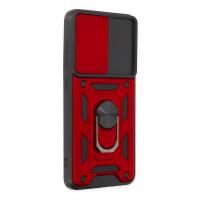 Newface Samsung Galaxy S21 FE Kılıf Pars Lens Yüzüklü Silikon - Kırmızı