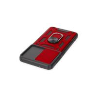 Newface Samsung Galaxy S21 FE Kılıf Pars Lens Yüzüklü Silikon - Kırmızı