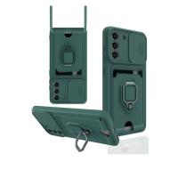 Newface Samsung Galaxy S21 FE Kılıf Zuma Kartvizitli Yüzüklü Silikon - Yeşil