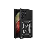 Newface Samsung Galaxy S23 Ultra Kılıf Pars Lens Yüzüklü Silikon - Siyah