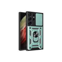 Newface Samsung Galaxy S23 Ultra Kılıf Pars Lens Yüzüklü Silikon - Yeşil