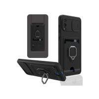 Newface Samsung Galaxy A02 Kılıf Zuma Kartvizitli Yüzüklü Silikon - Siyah