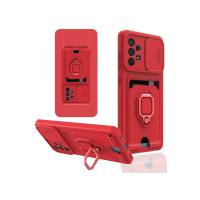 Newface Samsung Galaxy A52 Kılıf Zuma Kartvizitli Yüzüklü Silikon - Kırmızı