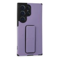 Newface Samsung Galaxy S23 Ultra Kılıf Mega Standlı Silikon - Lila