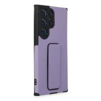 Newface Samsung Galaxy S23 Ultra Kılıf Mega Standlı Silikon - Lila