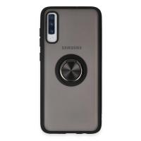 Newface Samsung Galaxy A70 Kılıf Montreal Yüzüklü Silikon Kapak - Siyah