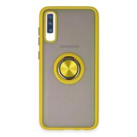 Newface Samsung Galaxy A70 Kılıf Montreal Yüzüklü Silikon Kapak - Sarı