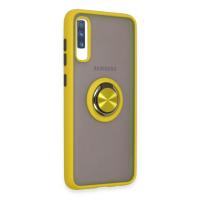 Newface Samsung Galaxy A70 Kılıf Montreal Yüzüklü Silikon Kapak - Sarı