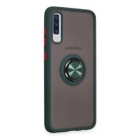 Newface Samsung Galaxy A70 Kılıf Montreal Yüzüklü Silikon Kapak - Yeşil