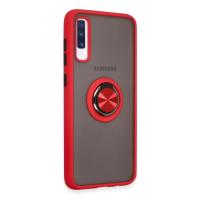 Newface Samsung Galaxy A70 Kılıf Montreal Yüzüklü Silikon Kapak - Kırmızı
