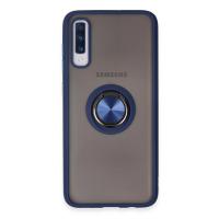 Newface Samsung Galaxy A70 Kılıf Montreal Yüzüklü Silikon Kapak - Lacivert