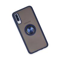 Newface Samsung Galaxy A70 Kılıf Montreal Yüzüklü Silikon Kapak - Lacivert