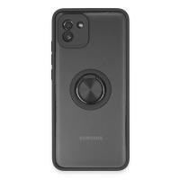 Newface Samsung Galaxy A03 Kılıf Montreal Yüzüklü Silikon Kapak - Siyah