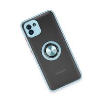 Newface Samsung Galaxy A03 Kılıf Montreal Yüzüklü Silikon Kapak - Buz Mavi