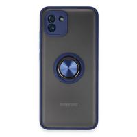 Newface Samsung Galaxy A03 Kılıf Montreal Yüzüklü Silikon Kapak - Lacivert