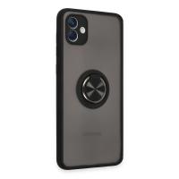 Newface Samsung Galaxy A04 Kılıf Montreal Yüzüklü Silikon Kapak - Siyah