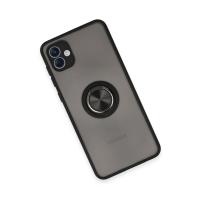 Newface Samsung Galaxy A04 Kılıf Montreal Yüzüklü Silikon Kapak - Siyah