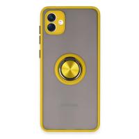 Newface Samsung Galaxy A04 Kılıf Montreal Yüzüklü Silikon Kapak - Sarı