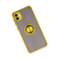 Newface Samsung Galaxy A04 Kılıf Montreal Yüzüklü Silikon Kapak - Sarı