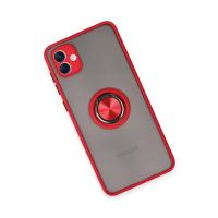 Newface Samsung Galaxy A04 Kılıf Montreal Yüzüklü Silikon Kapak - Kırmızı