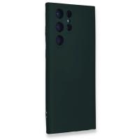 Newface Samsung Galaxy S23 Ultra Kılıf Nano içi Kadife Silikon - Koyu Yeşil