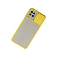 Newface Samsung Galaxy A22 Kılıf Palm Buzlu Kamera Sürgülü Silikon - Sarı