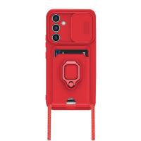 Newface Samsung Galaxy S23 FE Kılıf Zuma Kartvizitli Yüzüklü Silikon - Kırmızı