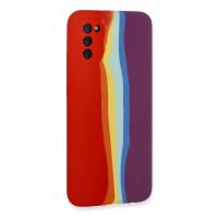 Newface Samsung Galaxy A03S Kılıf Ebruli Lansman Silikon - Kırmızı-Mor