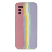 Newface Samsung Galaxy A03S Kılıf Ebruli Lansman Silikon - Pembe-Lila