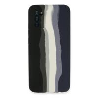 Newface Samsung Galaxy A03S Kılıf Ebruli Lansman Silikon - Siyah-Lacivert