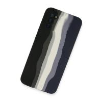 Newface Samsung Galaxy A03S Kılıf Ebruli Lansman Silikon - Siyah-Lacivert