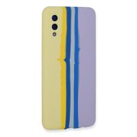 Newface Samsung Galaxy A02 Kılıf Ebruli Lansman Silikon - Sarı-Lila