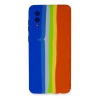 Newface Samsung Galaxy A02 Kılıf Ebruli Lansman Silikon - Mavi-Turuncu