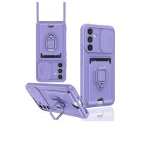 Newface Samsung Galaxy A14 4G Kılıf Zuma Kartvizitli Yüzüklü Silikon - Lila