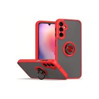 Newface Samsung Galaxy S24 Kılıf Montreal Yüzüklü Silikon Kapak - Kırmızı