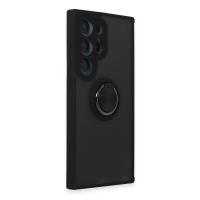 Newface Samsung Galaxy S24 Ultra Kılıf Montreal Yüzüklü Silikon Kapak - Siyah