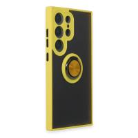 Newface Samsung Galaxy S24 Ultra Kılıf Montreal Yüzüklü Silikon Kapak - Sarı