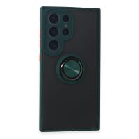 Newface Samsung Galaxy S24 Ultra Kılıf Montreal Yüzüklü Silikon Kapak - Yeşil