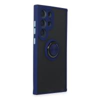 Newface Samsung Galaxy S24 Ultra Kılıf Montreal Yüzüklü Silikon Kapak - Lacivert
