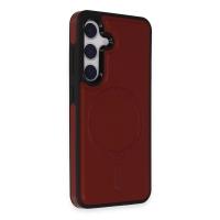 Newface Samsung Galaxy S24 Kılıf Ozzi Magsafe Deri Kapak - Kırmızı