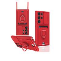 Newface Samsung Galaxy S24 Ultra Kılıf Zuma Kartvizitli Yüzüklü Silikon - Kırmızı