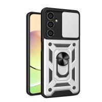 Newface Samsung Galaxy A15 4G Kılıf Pars Lens Yüzüklü Silikon - Gümüş