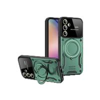 Newface Samsung Galaxy S24 FE Kılıf Joy Lens Standlı Kapak - Koyu Yeşil