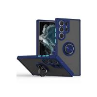 Newface Samsung Galaxy S25 Ultra Kılıf Montreal Yüzüklü Silikon Kapak - Lacivert