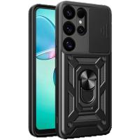 Newface Samsung Galaxy S25 Ultra Kılıf Pars Lens Yüzüklü Silikon - Siyah