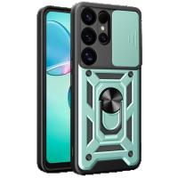 Newface Samsung Galaxy S25 Ultra Kılıf Pars Lens Yüzüklü Silikon - Yeşil