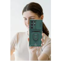 Newface Samsung Galaxy S25 Ultra Kılıf Zuma Kartvizitli Yüzüklü Silikon - Yeşil