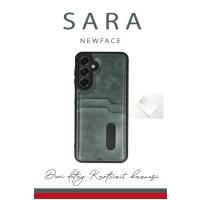Newface Samsung Galaxy A35 5G Kılıf Sara Kartvizitli Deri Kılıf - Lacivert