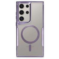 Newface Samsung Galaxy S23 Ultra Kılıf Boyi Magsafe Silikon Kapak - Derin Mor