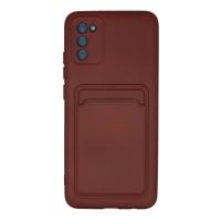 Newface Samsung Galaxy A02S Kılıf Kelvin Kartvizitli Silikon - Bordo